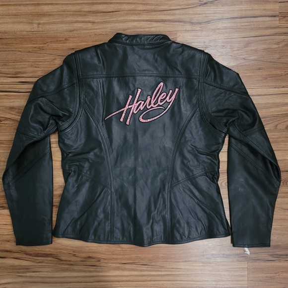 NWT Harley-Davidson Bling Pink Label Leather Jacket Size: Large - Picture 2 of 7